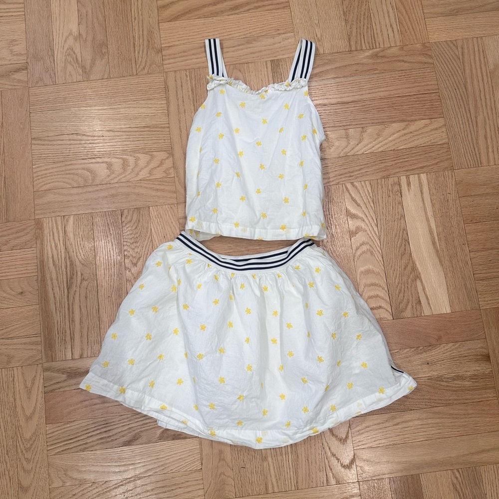 Polarn O. Pyret White and Yellow Floral Girls Skirt Set